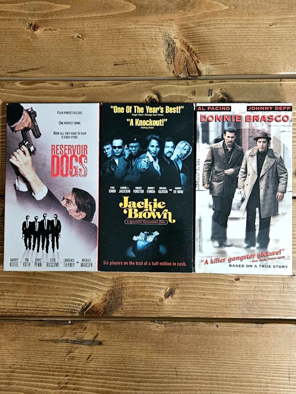 Reservoir Dogs / Jackie Brown / Donnie Brasco VHS Bundle – 90s Crime Classics